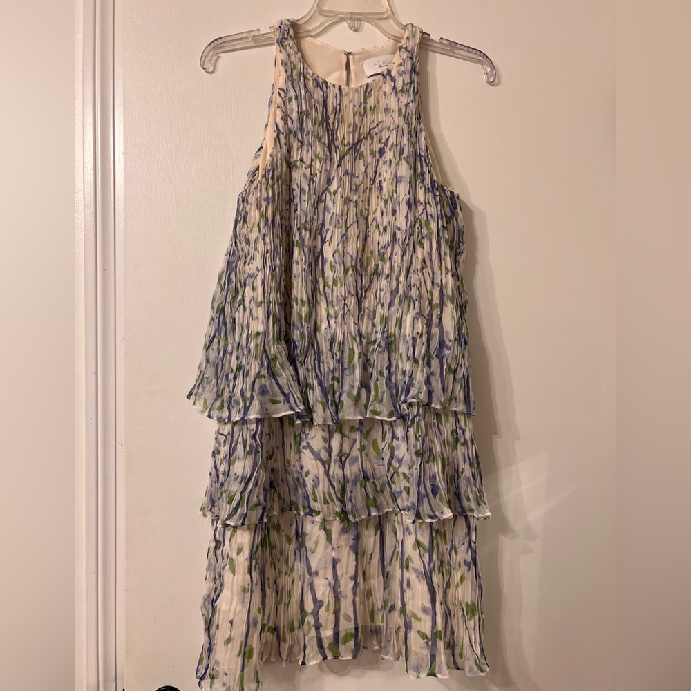 ADAM LIPPES 100% SILK RUFFLE TIERED MINI DRESS ✨